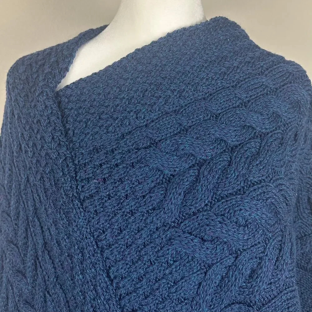KILRONAN KNITWEAR Irish Wool Poncho Boho Bohemian Lagenlook One Size EUC - Picture 4 of 5